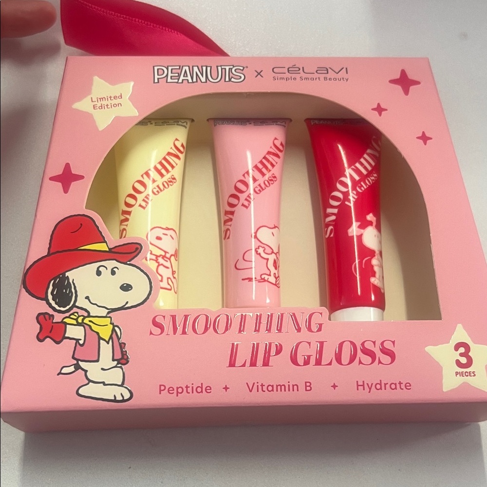 Peanuts x CélaVi Smoothing Lip Gloss Set - Pink, Cream, Red